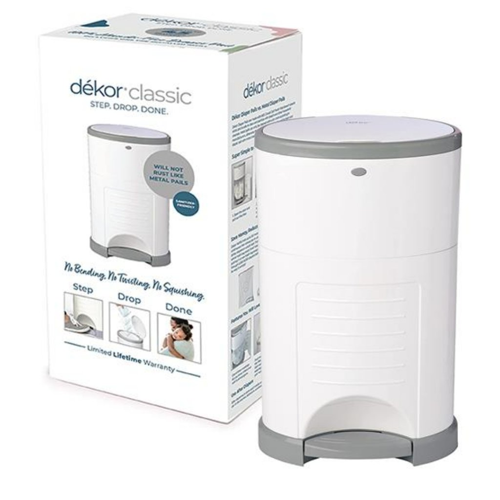 Dekor Classic Hands-Free Diaper Pail | White